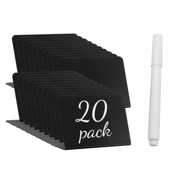 20 mini svarta skyltar (med en penna), 4x3 tum liten svart krita