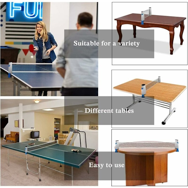 Uttrekkbart Ping Pong Nett, Bærbart Bordtennisnettstativ, Perfekt for Ping Pong Bord, Skrivebord, Spisebord, Justerbar Lengde 190CM