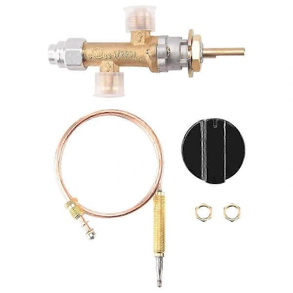 Propan LPG Gassreguleringsventil med Termoelement og Bryter for Lavtrykksovner BBQ-griller Gule 3/8 Tommer
