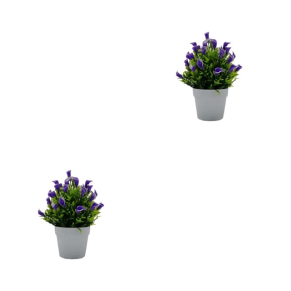 1/2 konstgjorda växter Bonsai inomhus eller utomhus faux blommor och lila 2PCS