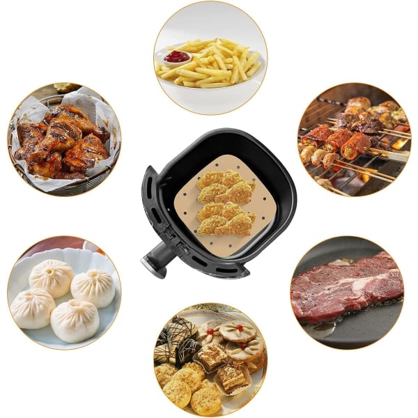 Air Fryer bakpapir, Diealles Shine 100 ark 21,5 cm Air Frye