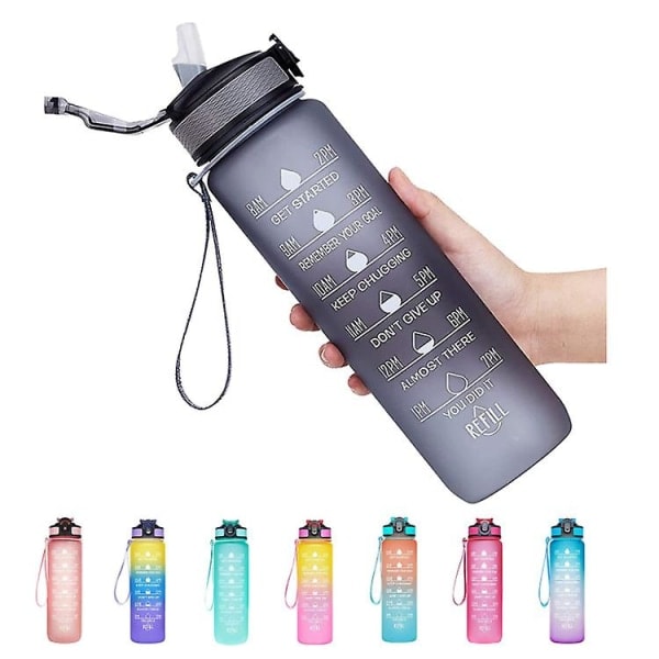 1000 ml vuotamattomat juomapullo, urheiluvälipullot suolalla (musta)