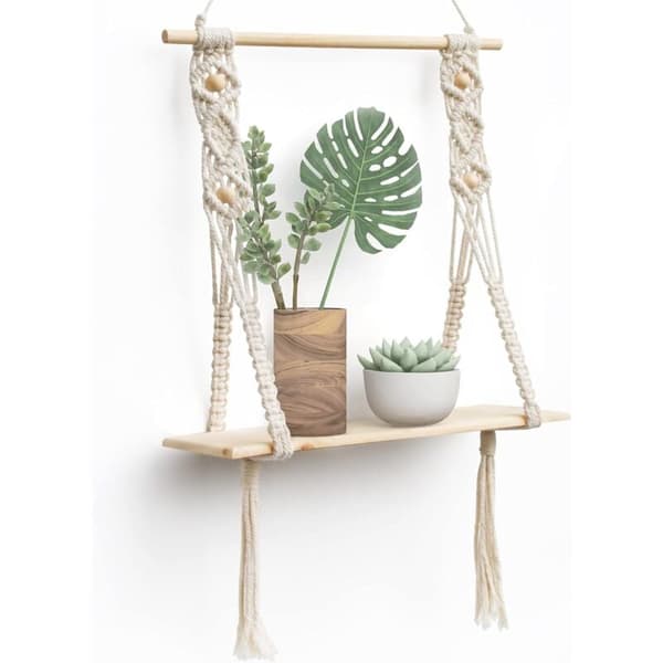 Stuehylle - Boho Duske Trehylle - 5060 CM, 1 sett