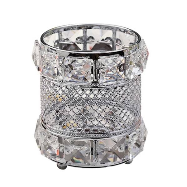 Elegant Organizer til skrivebordspenne, blyanter, makeupbørster, opbevaringsholder, skrivebordsdekorationer til soveværelset, sølv