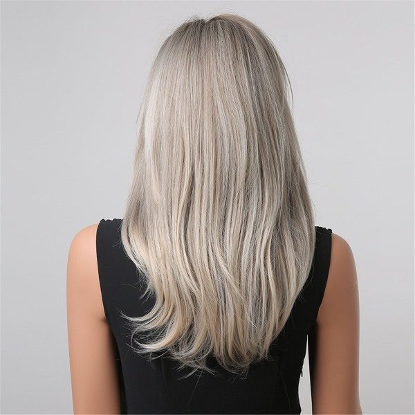 TG Peruk Blond Peruker Dam, Syntetisk Blandad Blond och Brun Hårfärg Peruk Guld