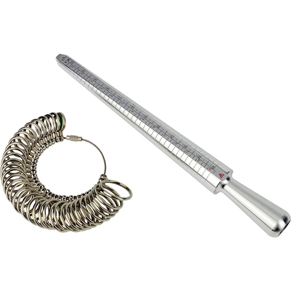 Ringmåler - Fingermåler - Ringstørrelse - Ringdiameter - Ringstørrelse - Ringfinger - Sølv (Rustfrit stål)