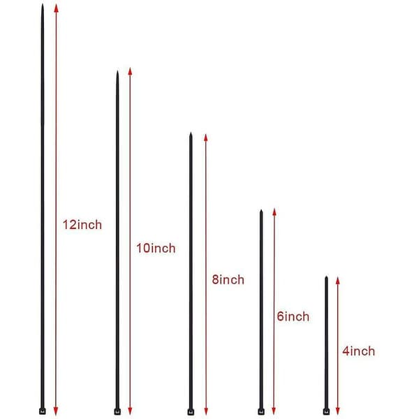 700 stk. sorte nylon kabelbindere, længder 4\"/ 6\"/ 8\"/ 10\"/ 12\"