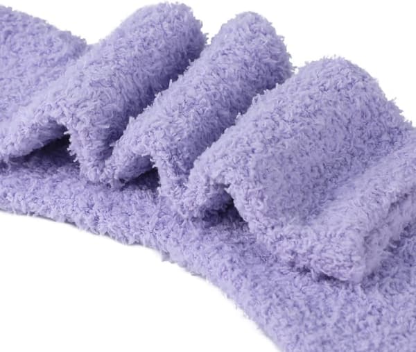 Halkfria fluffiga strumpor för kvinnor, 6 par fleece, sjukhusstrumpor med grepp, mjuka sovtofflor