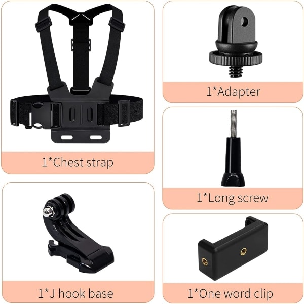 TG GoPro-sele, 5-in-1 GoPro-tarvikepaket, yhteensopiva