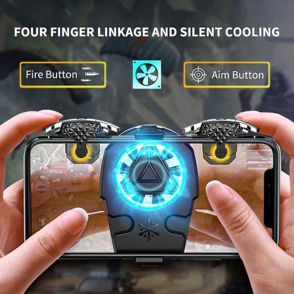 PUBG Mobile Spelkontroll, [ny design] PUBG Spelutlösare med kylfläkt Känslig Aim Controller Shooter Joysticks för PUBG/Call of Duty, svart