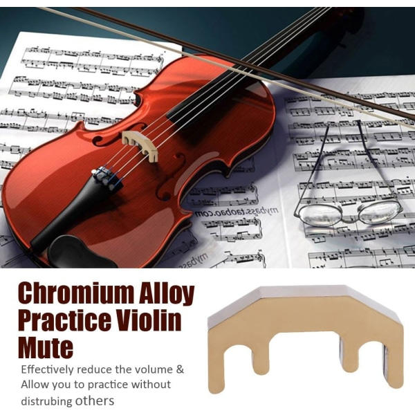 Galaxy Violin Mute – Kromlegering Øvingsdemper for 1/2/3/4 4/4 fiolin (Gull)