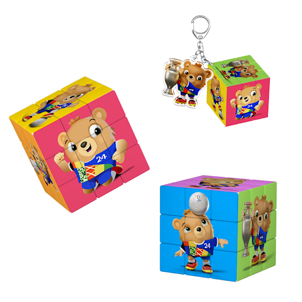 2024 Saksan jalkapallon EM-kisojen maskottiavainnauha kolmen kerroksen Rubikin kuutio pieni Rubikin kuutio riipus laukku koriste lahja Maskotti Heading the B Mascot Heading the Ball Small Rubik's Cube