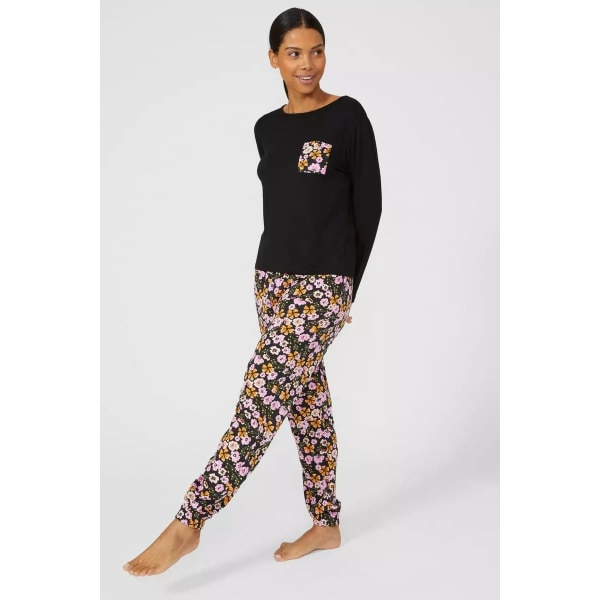 Debenhams Dam/Dam Höstängströja Långärmad Pyjamas Svart 8 UK - 10 UK