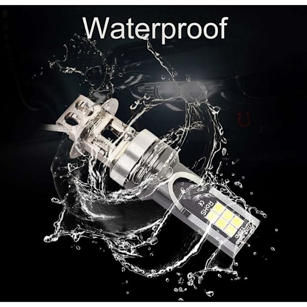 2 kpl LED-ajovalopolttimo, 2525 12LED auton ajovalojen vaihto H3-ajovalopolttimolle DC12V-24V valkoinen 6500K-7500K