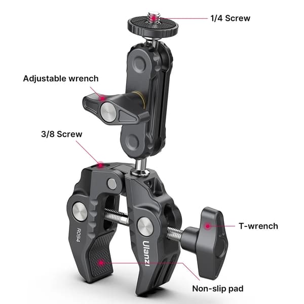 Mångsidig Super Clamp Ball Mount Clamp Dubbel 360° Roterande Kula