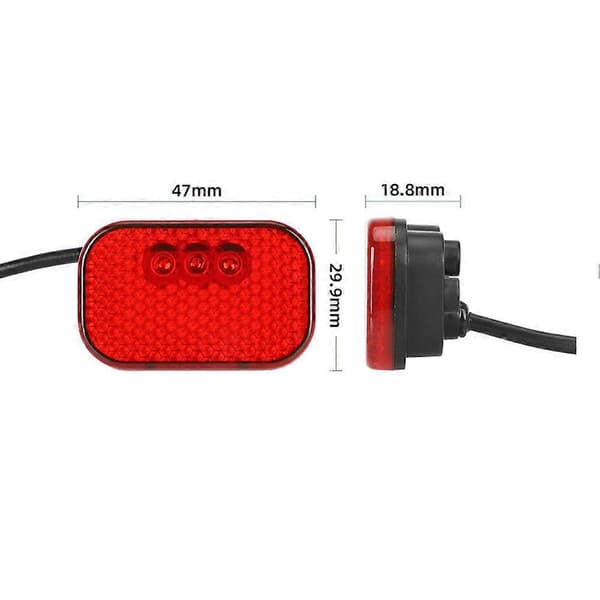 LED Baglygte med Blinklys Advarselslys til Kukirin G2 Pro DB El-løbehjul Rød