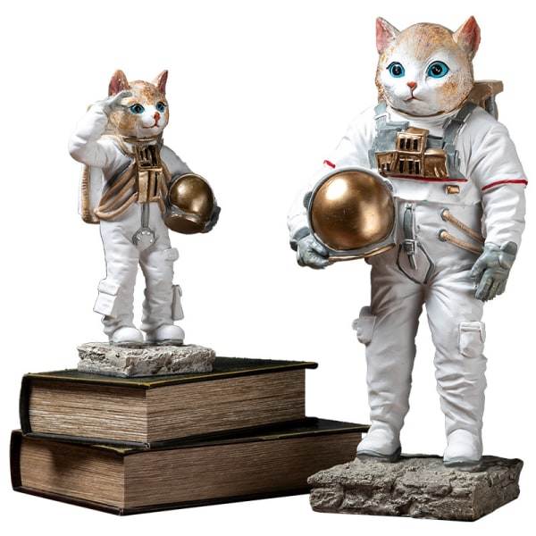 Astronautkatt Skulptur Simulering Av Romvesen Dyr Hvit
