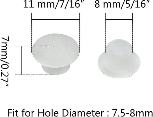 100 stk 8 mm hvite plastplugger - Hullplugger snap-låsning-yux