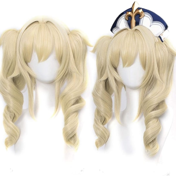 TG Dubbel hestsvans blond cosplay peruk for spill Genshin Impact Lolita kvinner lockigt Harajuku hår (barbara