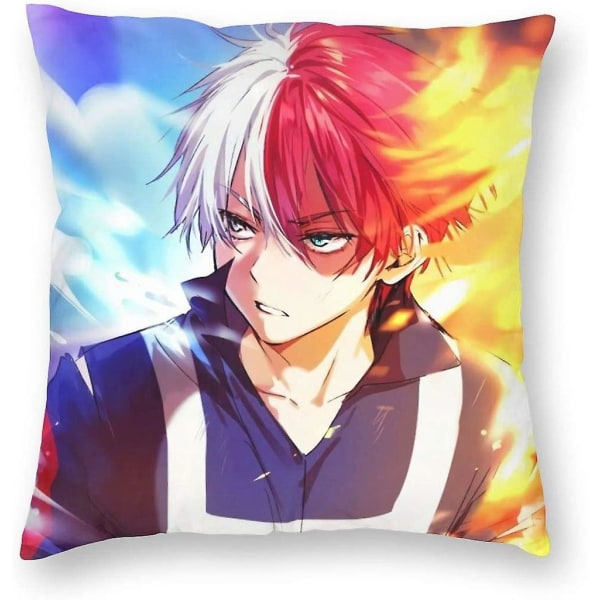 My Hero Academia Todoroki Shouto Anime Kasta Kudde Luksusinen Hengittävä Tyynynpäällinen Koristeellinen Neliö Pehmeä Tynynpäällinen Accent Tynynpäällinen 18\"X18\"