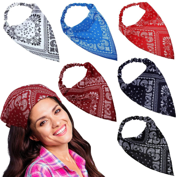 Galaxy Paisley Hårscarf Pannband Snörduk Justerbar Turban Huvudinpackning 6st