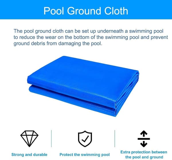 Rektangulär poolunderlag, vattentät PE-väv poolmatta för ovanmarkspooler och uppblåsbara pooler, blå, 295 x 206 cm