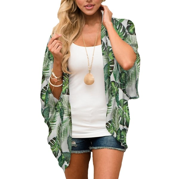Lös chiffongsjal för kvinnor - printed sifonki Kimono Beachwear Bo