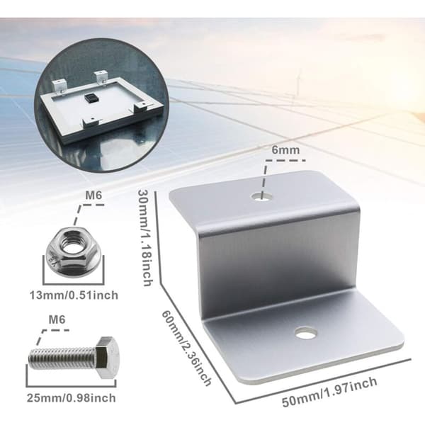 Z-Typ Solpanel Monteringsfäste Kit med Muttrar och Bultar 1 Hål