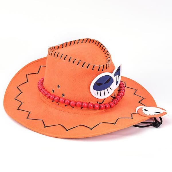 Anime Portgas D. Ace Cowboyhatt Cosplay Hattar Piratmössa Mocka Kostym