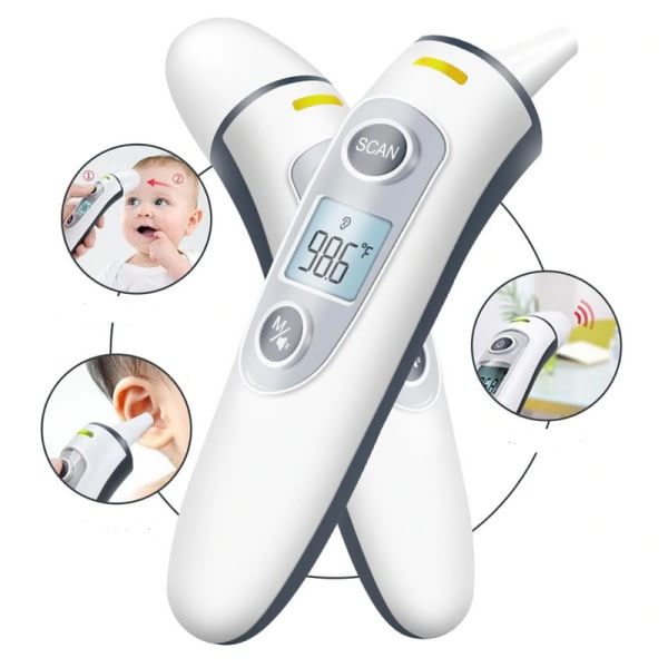 Termometer för vuxna och barn, beröringsfri pann- och örontermometer, infrapuna digitaalinen lämpömittari