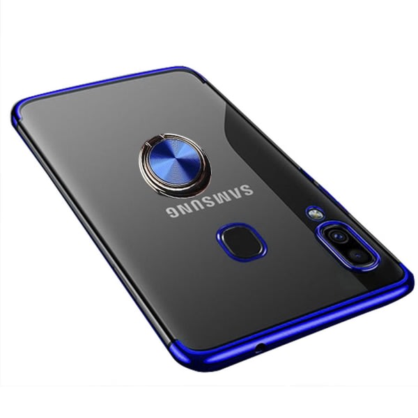 TG Samsung Galaxy A20E - Vankka Silikonskal ja Ringhållare Blå