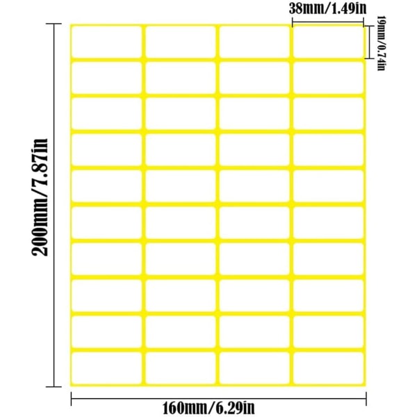 Galaxy 15 ark 600 kpl tulostuskelpoiset tarrat (19 x 38 mm) irrotettavat itseliimautuvat tarrat väri 1