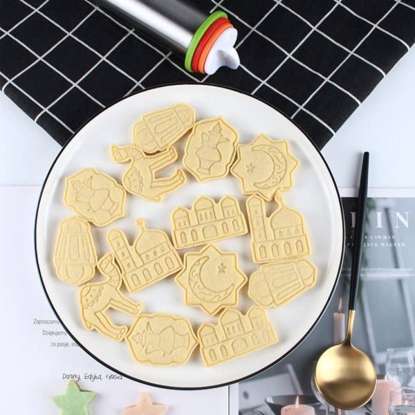 6 stk Eid Mubarak Plastform Kake Kjeks Kutter Ramadan Dekor