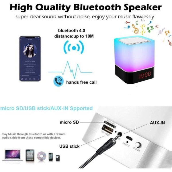 TG Bluetooth-högtalare, trådlös bärbar högtalare med LED-lampor eller RGB-färgbyte