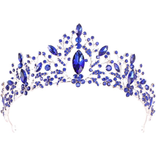 Galaxy Blå Rhinestone Crown Kristall Tiara Prinsessa Tiara Barock Crown för Bröllop Födelsedagsfest