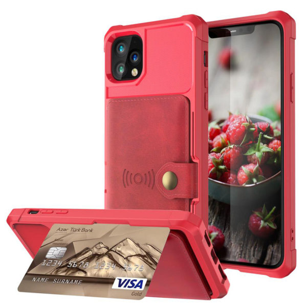 TG Professionellt Skyddande Skal med Kortfack - iPhone 11 Röd