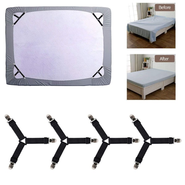 Source Anti-halk lakan triangel fixeringsklämma Justerbar klämma lakan spänne täcke täcke överdrag fixeringsanordning Ny Black 4-pack
