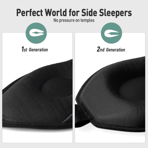 Sömnmask for kvinder och män, 3d-ögon-sömnmask for sidoslipare, 100 % silke mørkläggningsmaske for cover for sömn