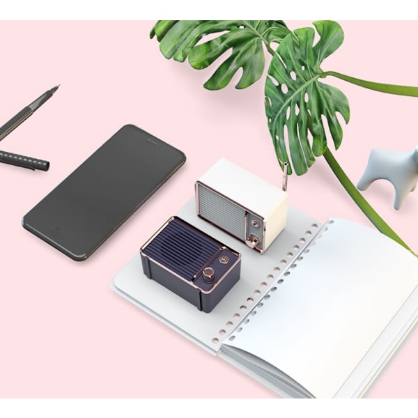 Retro langaton Bluetooth-kaiutin, Mini Cute Portable Speaker (Valkoinen)