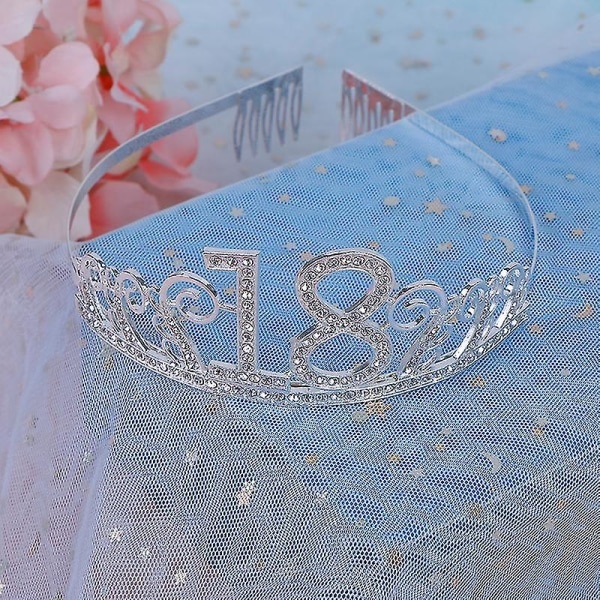 TG 18-vuotias syntymäpäivä Crown Crystal hiusnauha Tyttö Tiara Prinsessa Pääasuste