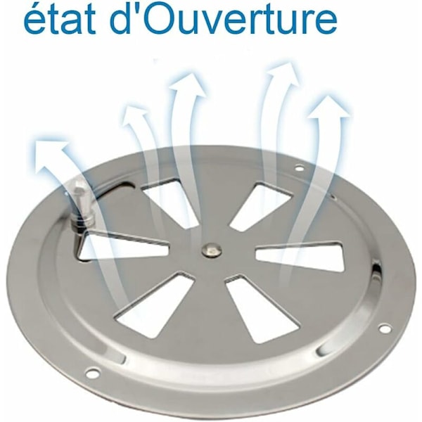 Runt Ventilationsgaller, Justerbar Luftventil Rostfritt Stål Luftventil Luftintag och Utblås 125mm