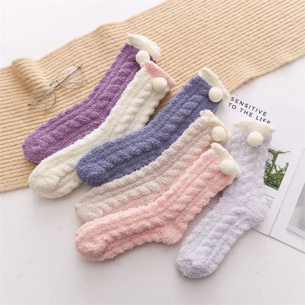 Hussockar - 6 par - Damhussockar - Halkfria sockar - Fleecesockar - Tjocka sockar - One Size - 35-40 - Tjocka - Sängsockar - Fluffiga sockar