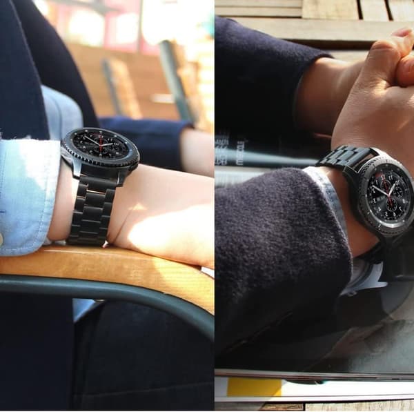 Smart Watch Rem 22mm rustfrit stål armbånd kompatibelt med Apple Huawei Black Consumer Electronics