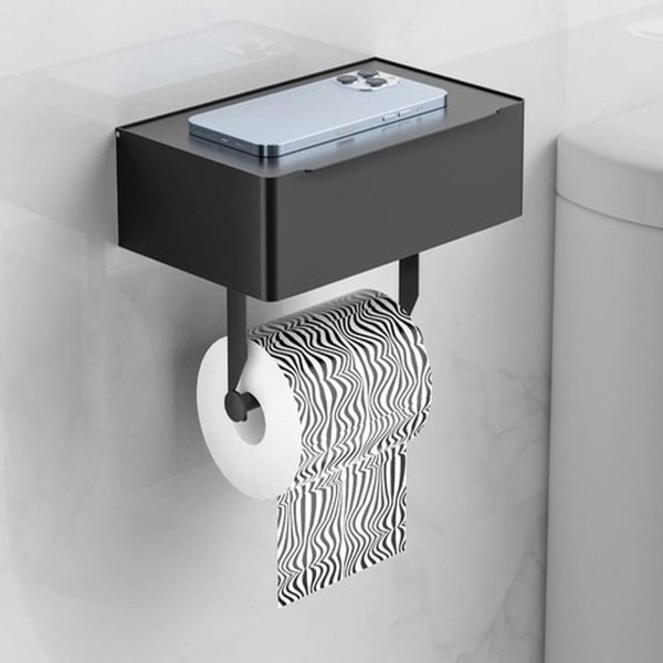 TG Toiletpapirholder med Hylde - Sort Sort