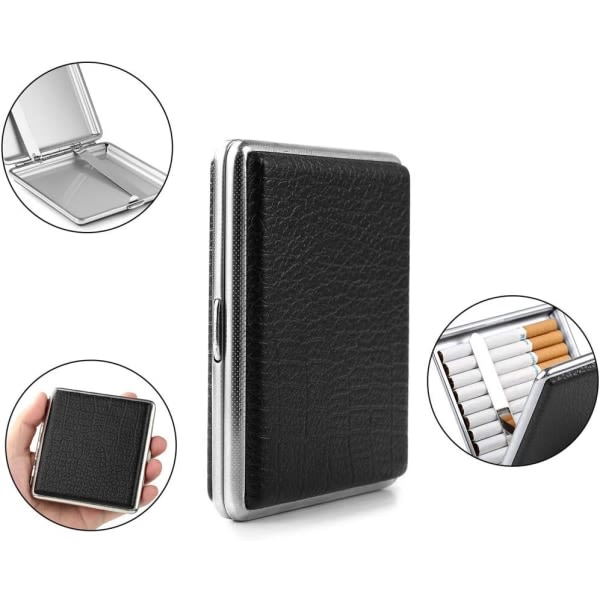 2 högkvalitativa cigarettfodral i svart/brun metallic PU-läder, t