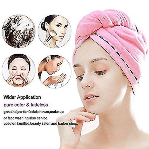 TG 3-pack mikrokuitu hiuspyyhehattu Superabsorboiva Twist Turban Kuiva hiuslukko nappeilla Kylpytakki A