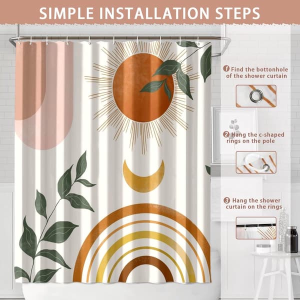 Bruseforhæng - Moderne minimalistisk indretning - Vaskbar polyester - Velegnet til badeværelse og badekar - 180 x 200 cm