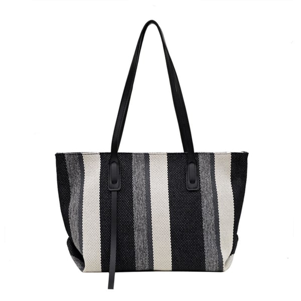 Gjenbrukbar skulderveske for kvinner, shopping, strand svart