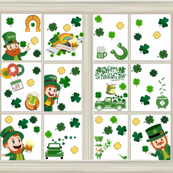 Saint Patrick's Day Klistremerkeark 9 stk Irske Festival Kløver Dekal PVC D