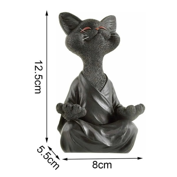Meditation Black Cat Hartsi-ornamentti, Puutarhaveistos Ulkokoristeet, Iso 18cm